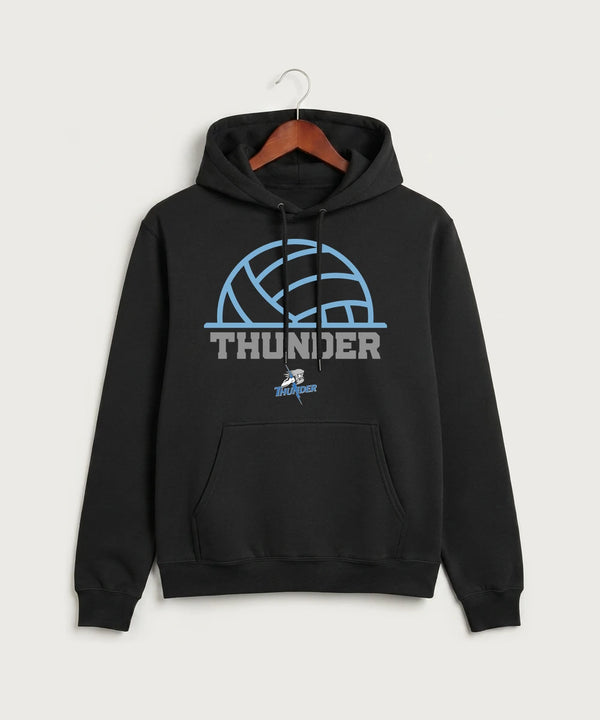 Long Prairie Grey Eagle High School Volleyball (Girls) - Jet Black Port & Co Core Fleece Pullover Hooded Sweatshirt. PC78H