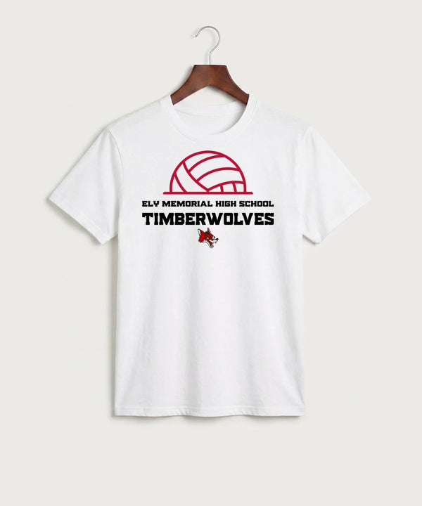 Ely Memorial High School Volleyball (Girls) - White Port & Co Core Cotton Tee. PC54