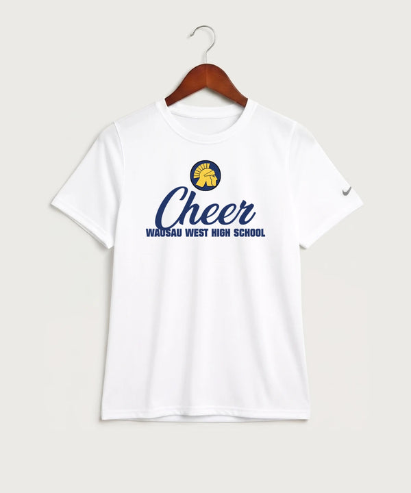 Wausau West High School Cheer - White Nike Youth Swoosh Sleeve rLegend Tee NKDX8787