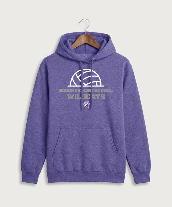 Goodhue High School Volleyball (Girls) - Heather Purple Port & Co Core Fleece Pullover Hooded Sweatshirt. PC78H