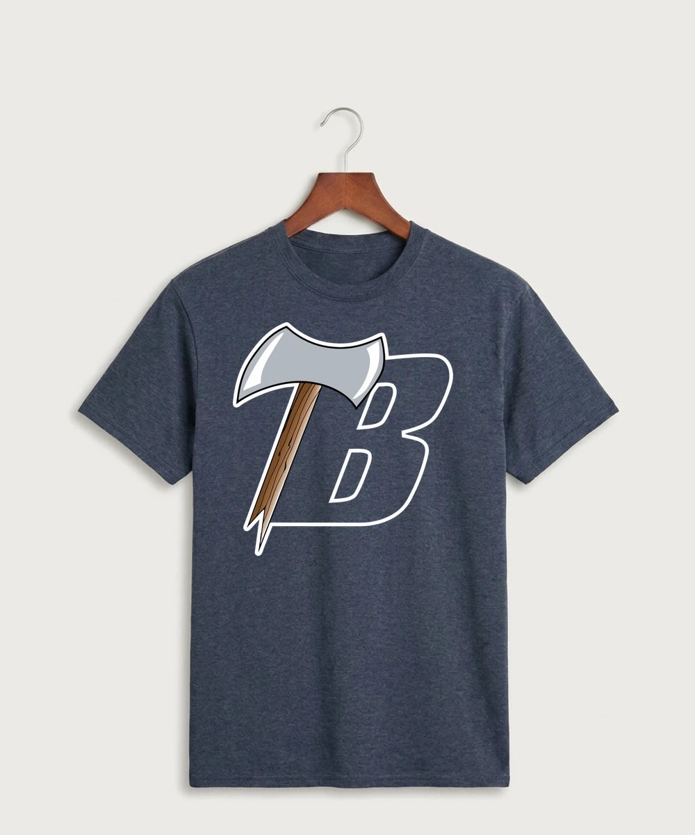 Bemidji High School Football (Boys) - Heather Navy Port & Co Core Cotton Tee. PC54