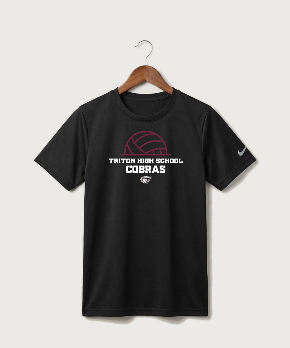 Triton High School Volleyball (Girls) - Black Nike Youth Swoosh Sleeve rLegend Tee NKDX8787
