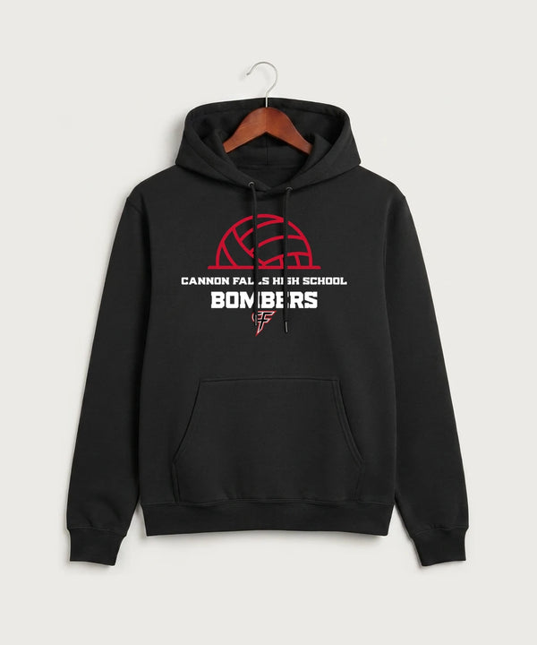 Cannon Falls High School Volleyball (Girls) - Jet Black Port & Co Core Fleece Pullover Hooded Sweatshirt. PC78H