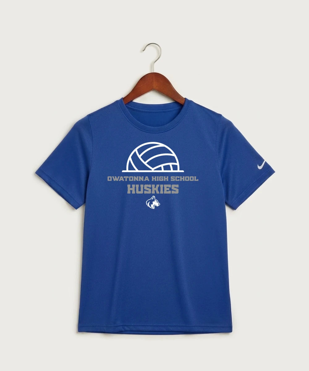 Owatonna High School Volleyball (Girls) - Game Royal Nike Youth Swoosh Sleeve rLegend Tee NKDX8787
