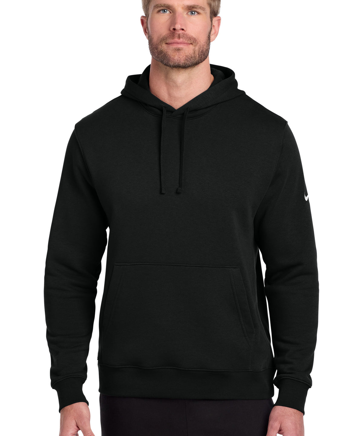 Ashwaubenon High School Football (Boys) - Black Nike Club Fleece Sleeve Swoosh Pullover Hoodie NKDR1499 (model)