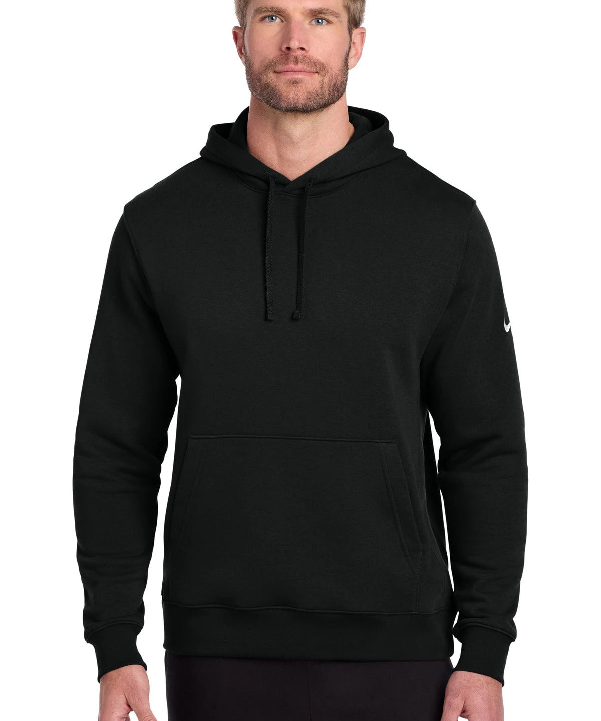 Ashwaubenon High School Football (Boys) - Black Nike Club Fleece Sleeve Swoosh Pullover Hoodie NKDR1499 (model)