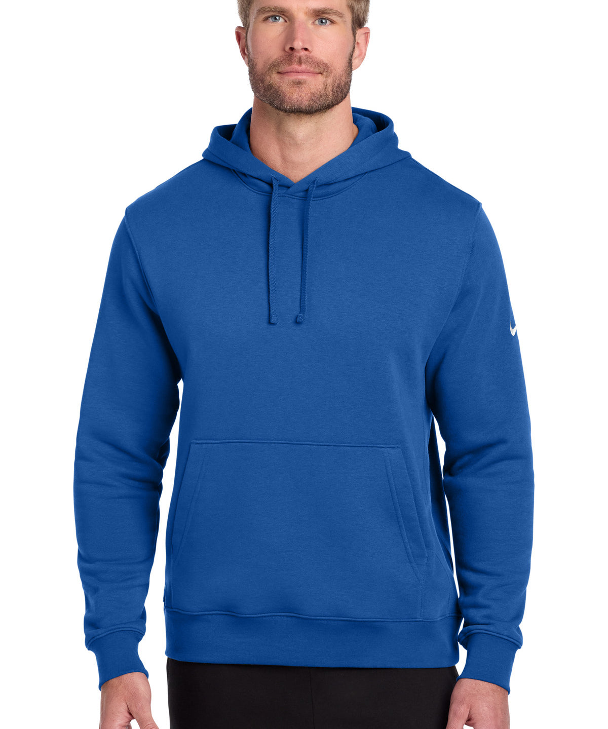 Ashwaubenon High School Football (Boys) - Game Royal Nike Club Fleece Sleeve Swoosh Pullover Hoodie NKDR1499 (model)