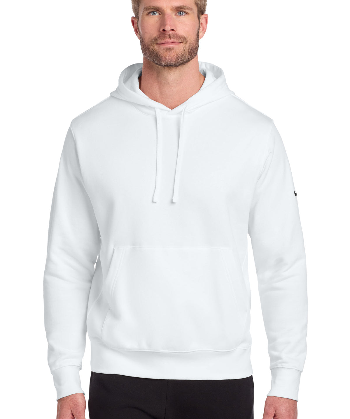 Ashwaubenon High School Football (Boys) - White Nike Club Fleece Sleeve Swoosh Pullover Hoodie NKDR1499 (model)