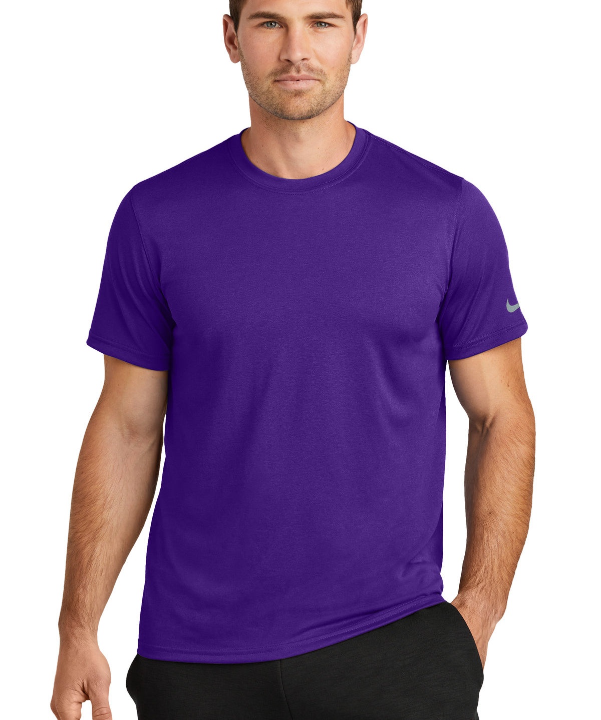 Ashwaubenon High School Football (Boys) - Court Purple Nike Swoosh Sleeve rLegend Tee NKDX8730 (model)