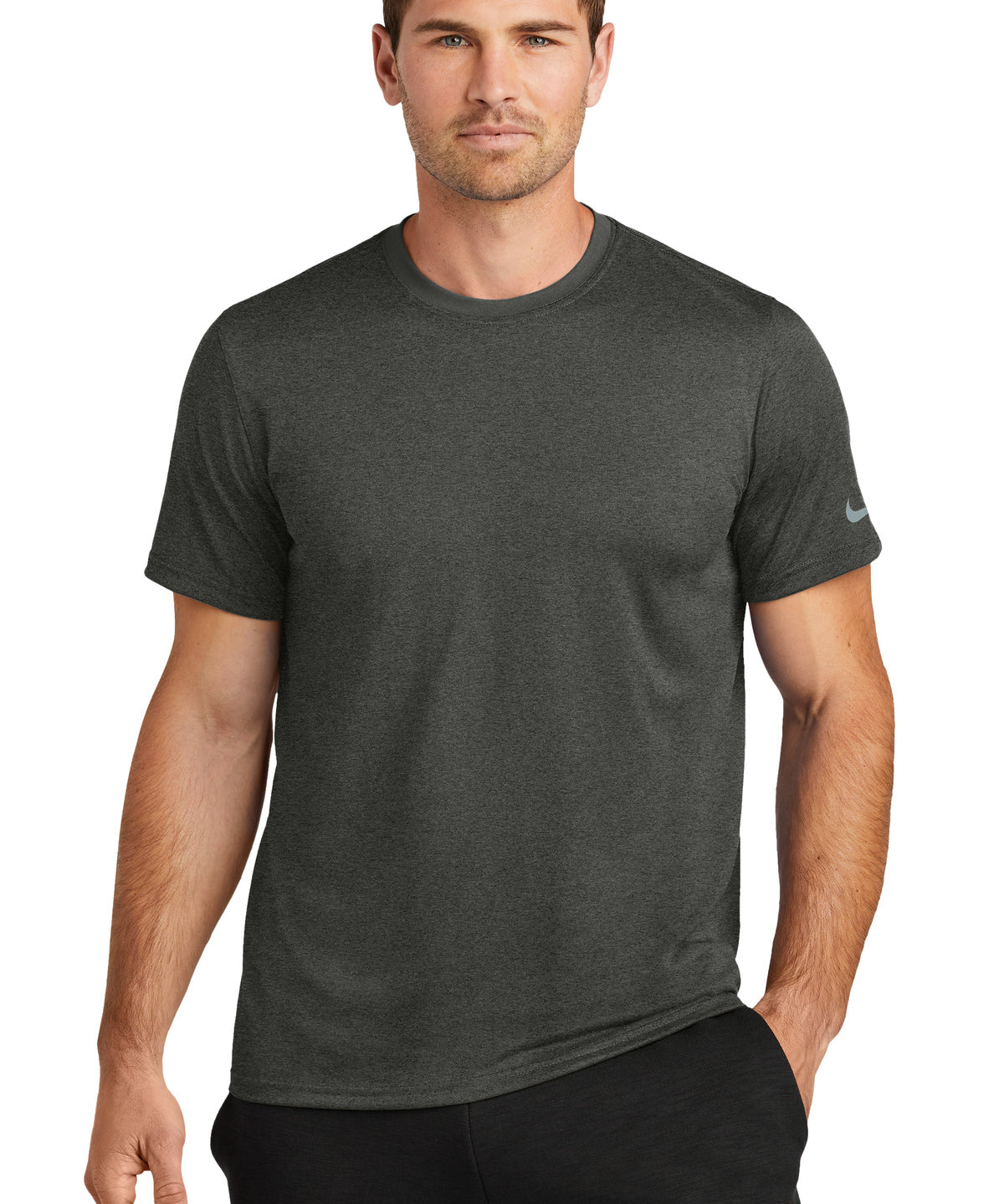 Ashwaubenon High School Football (Boys) - Dark Smoke Heather Nike Swoosh Sleeve rLegend Tee NKDX8730 (model)