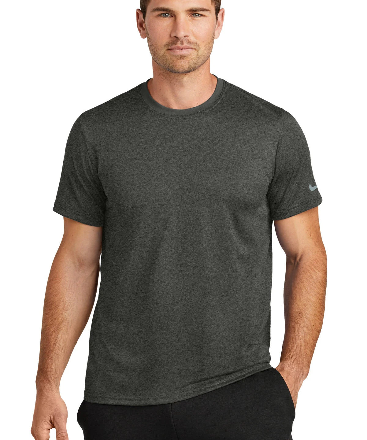 Ashwaubenon High School Football (Boys) - Dark Smoke Heather Nike Swoosh Sleeve rLegend Tee NKDX8730 (model)
