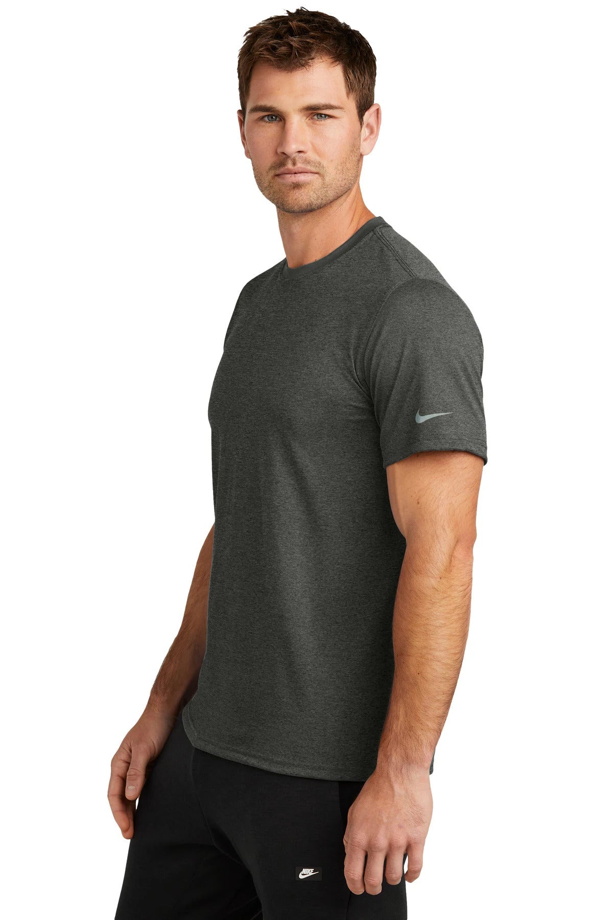 Notre Dame High School Team Store - Dark Smoke Heather Nike Swoosh Sleeve rLegend Tee NKDX8730 (side)