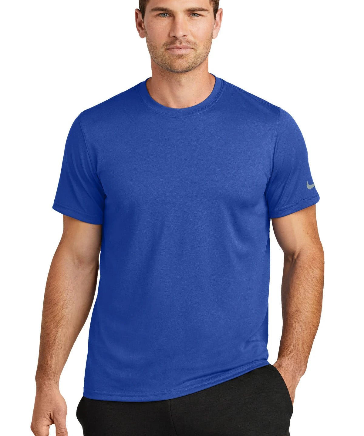 Ashwaubenon High School Football (Boys) - Game Royal Nike Swoosh Sleeve rLegend Tee NKDX8730 (model)