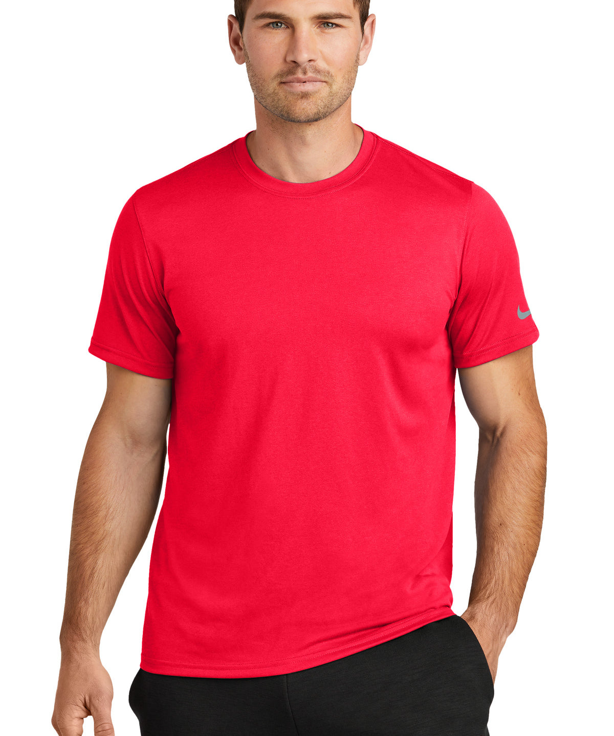 Ashwaubenon High School Football (Boys) - University Red Nike Swoosh Sleeve rLegend Tee NKDX8730 (model)