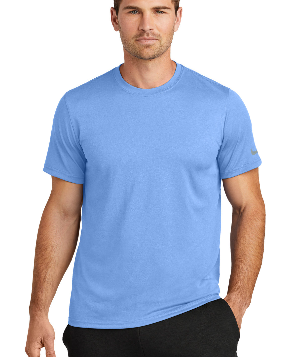 Ashwaubenon High School Football (Boys) - Valor Blue Nike Swoosh Sleeve rLegend Tee NKDX8730 (model)