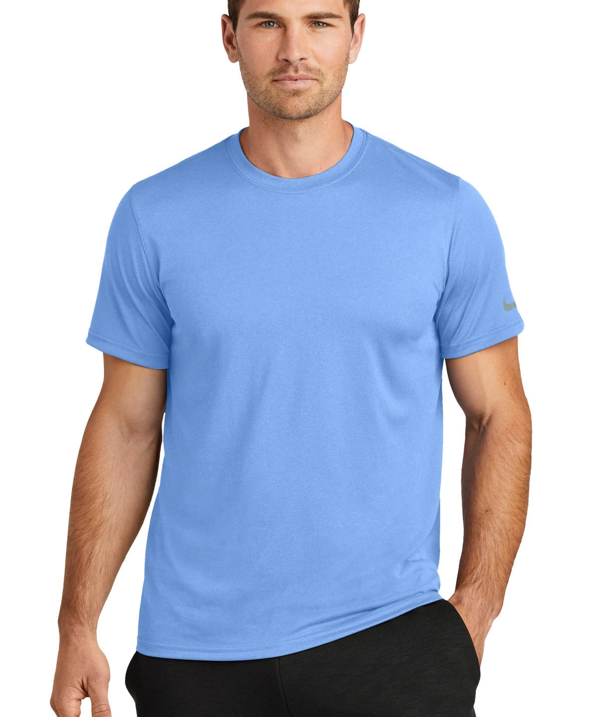 Ashwaubenon High School Football (Boys) - Valor Blue Nike Swoosh Sleeve rLegend Tee NKDX8730 (model)