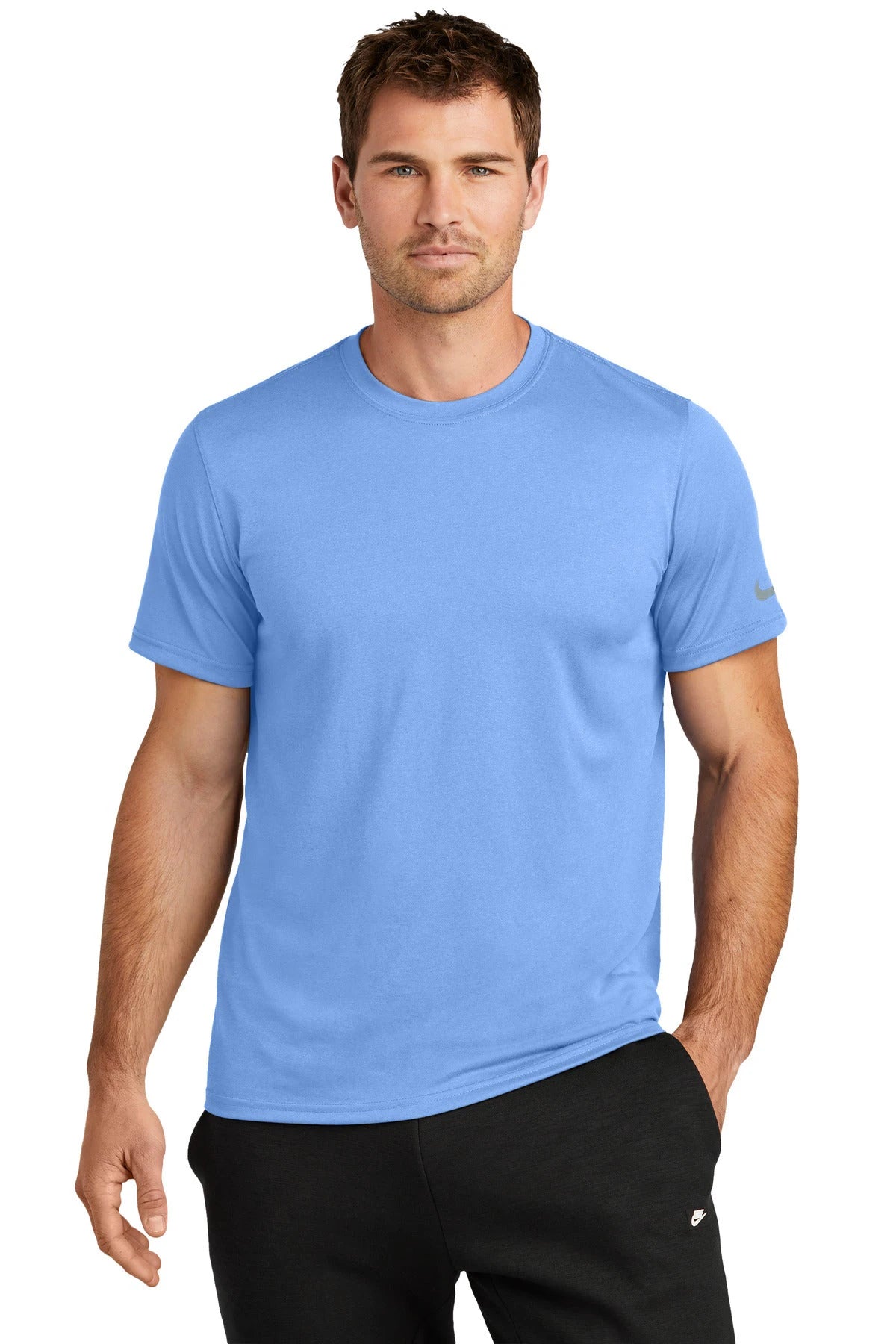 Ashwaubenon High School Football (Boys) - Valor Blue Nike Swoosh Sleeve rLegend Tee NKDX8730 (model)