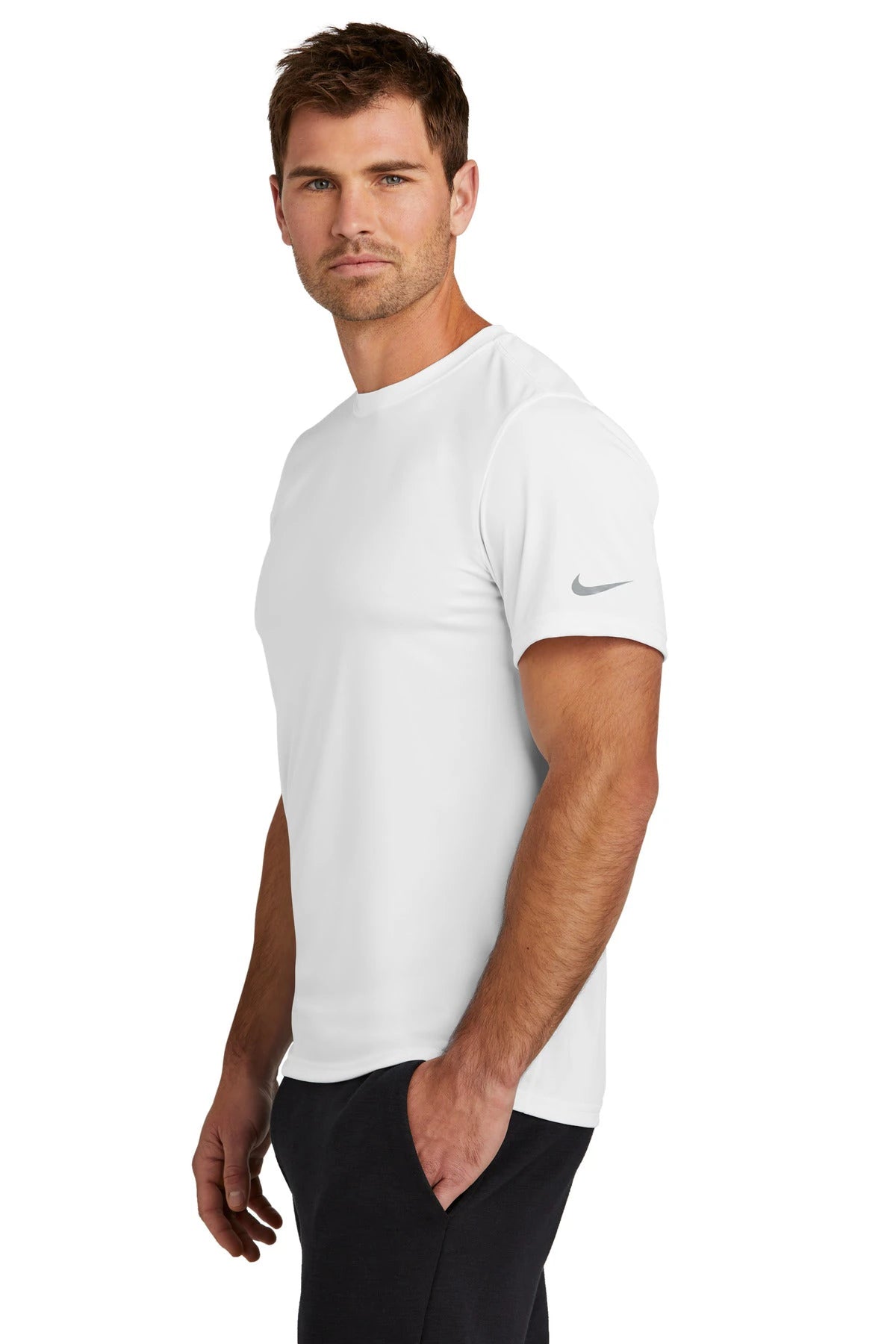 Notre Dame High School Team Store - White Nike Swoosh Sleeve rLegend Tee NKDX8730 (side)
