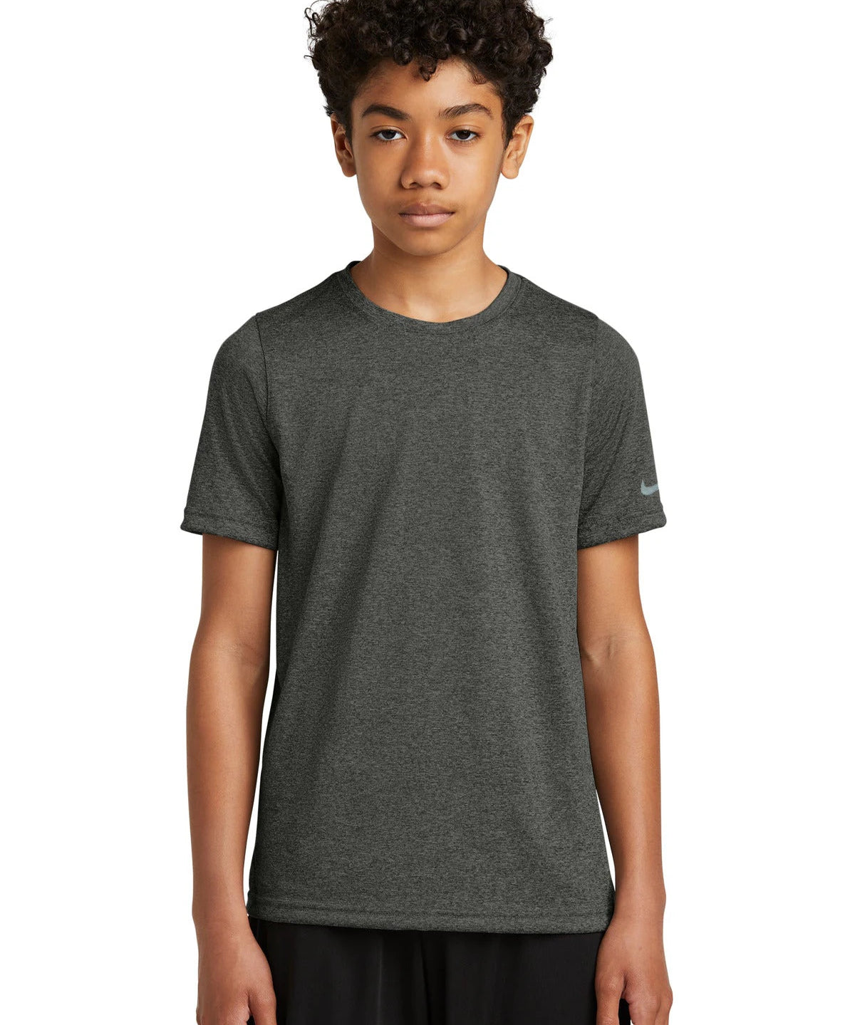 Ashwaubenon High School Football (Boys) - Dark Smoke Heather Nike Youth Swoosh Sleeve rLegend Tee NKDX8787 (model)