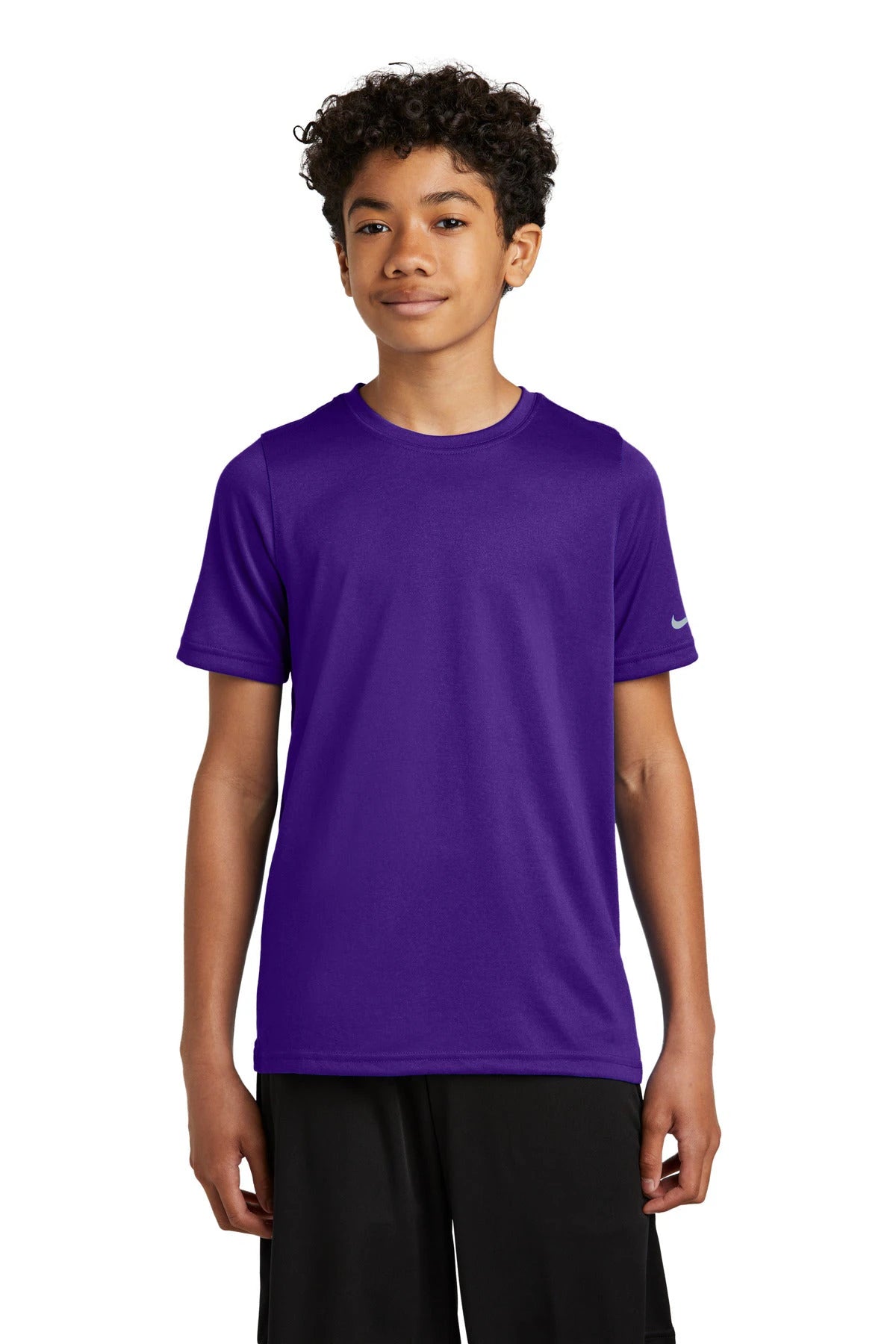 Ashwaubenon High School Football (Boys) - Court Purple Nike Youth Swoosh Sleeve rLegend Tee NKDX8787 (model)