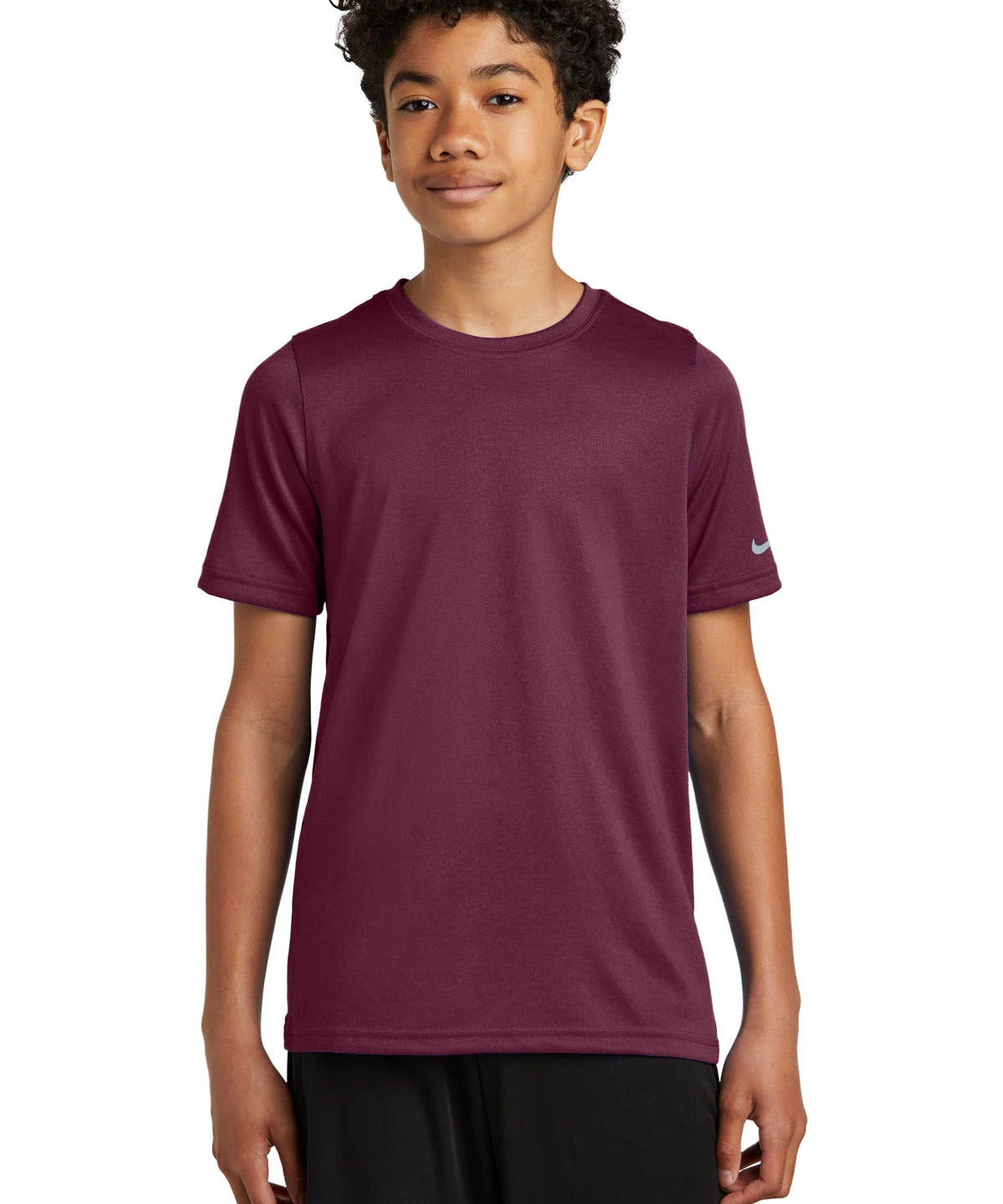 Ashwaubenon High School Football (Boys) - Deep Maroon Nike Youth Swoosh Sleeve rLegend Tee NKDX8787 (model)