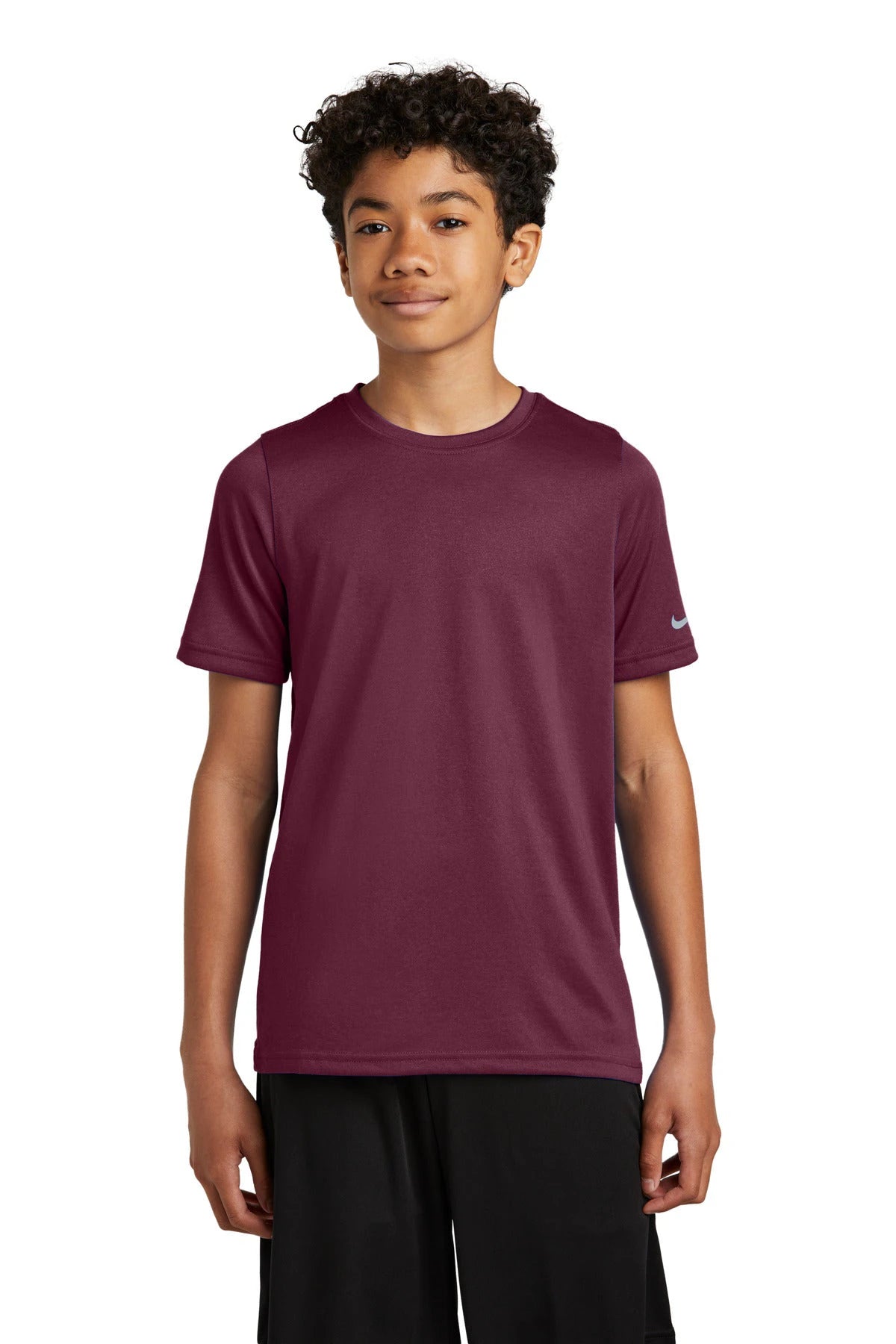 Ashwaubenon High School Football (Boys) - Deep Maroon Nike Youth Swoosh Sleeve rLegend Tee NKDX8787 (model)