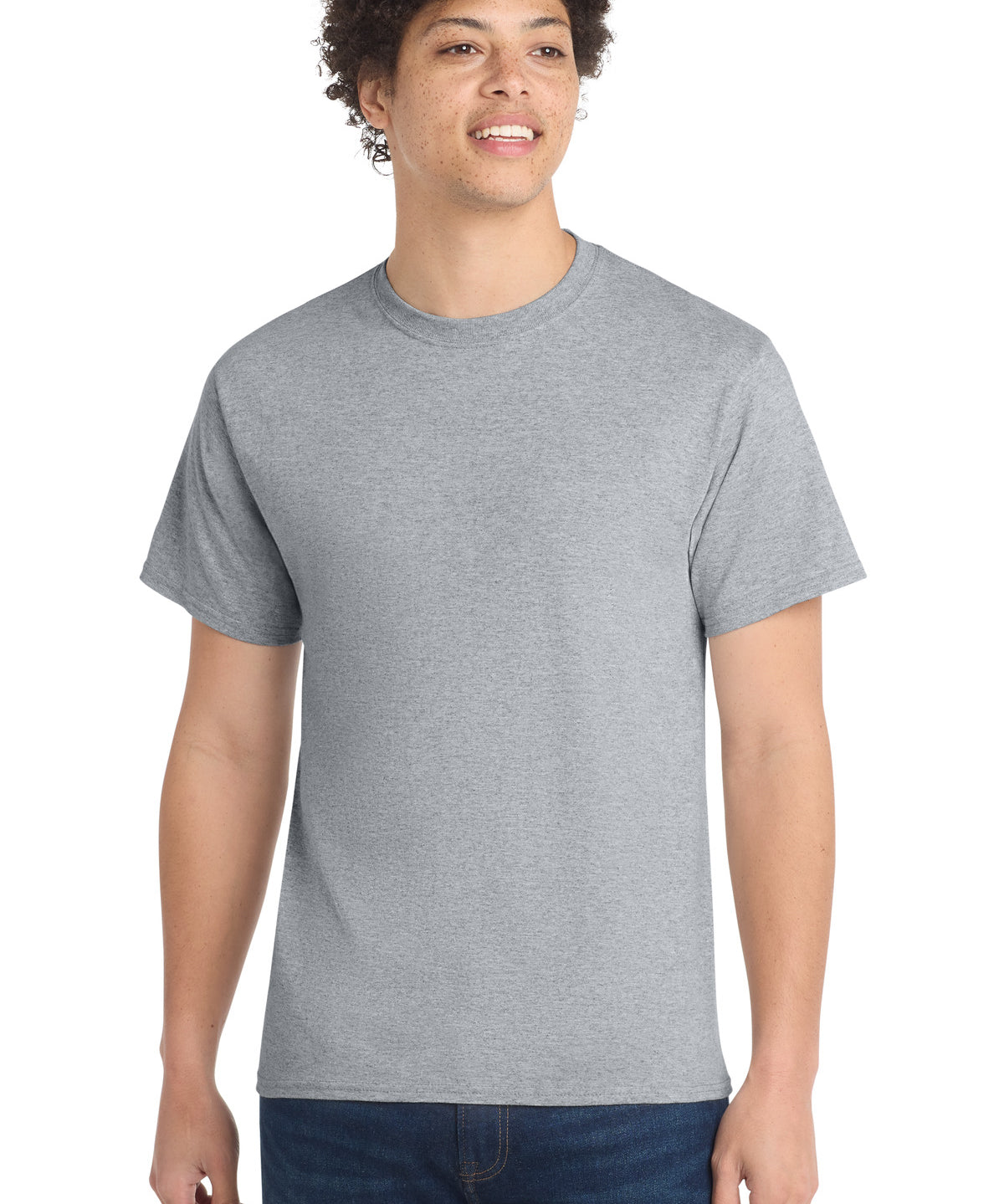 Ashwaubenon High School Football (Boys) - Athletic Heather Port & Co Core Cotton Tee. PC54 (model)
