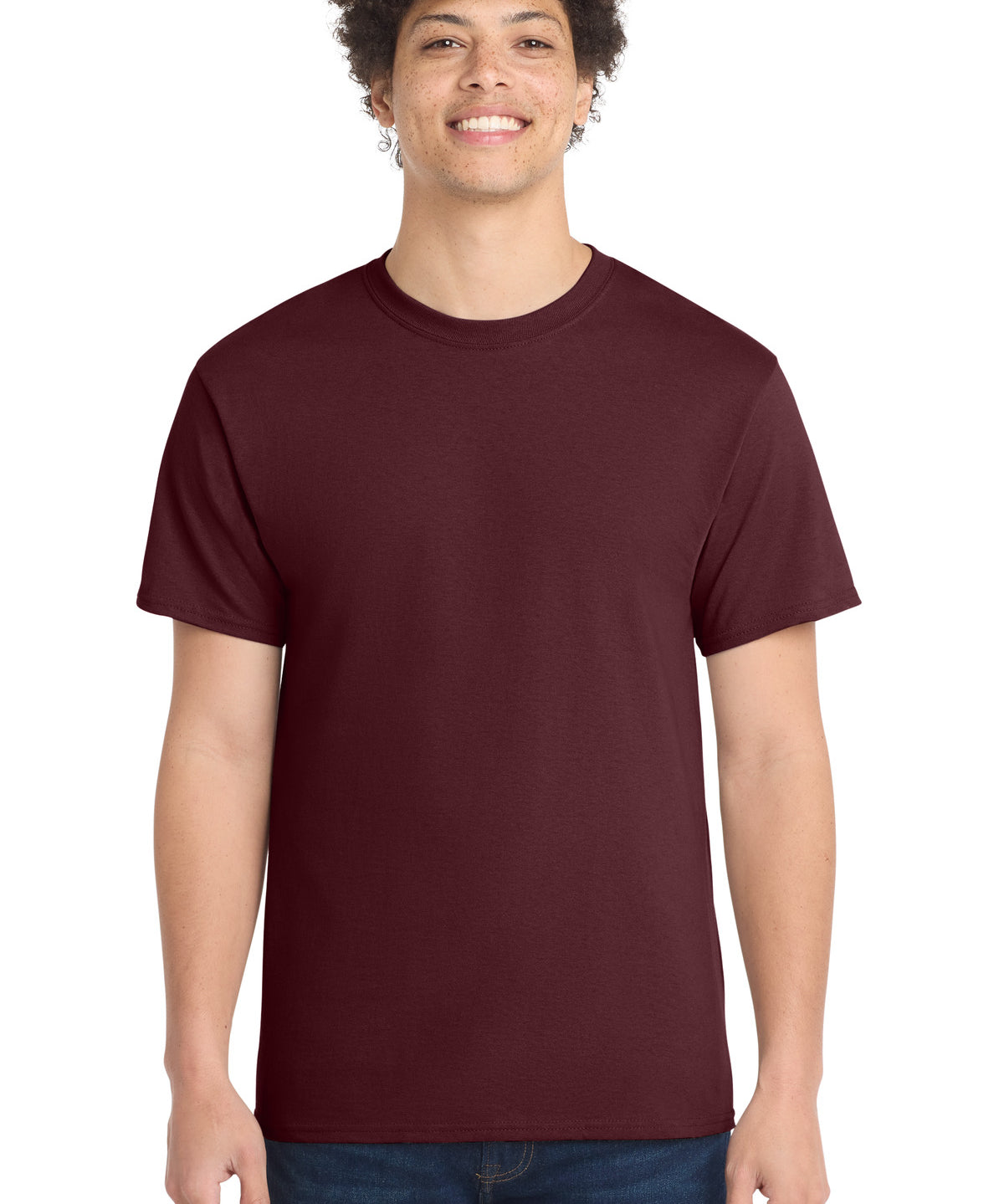 Ashwaubenon High School Football (Boys) - Athletic Maroon Port & Co Core Cotton Tee. PC54 (model)
