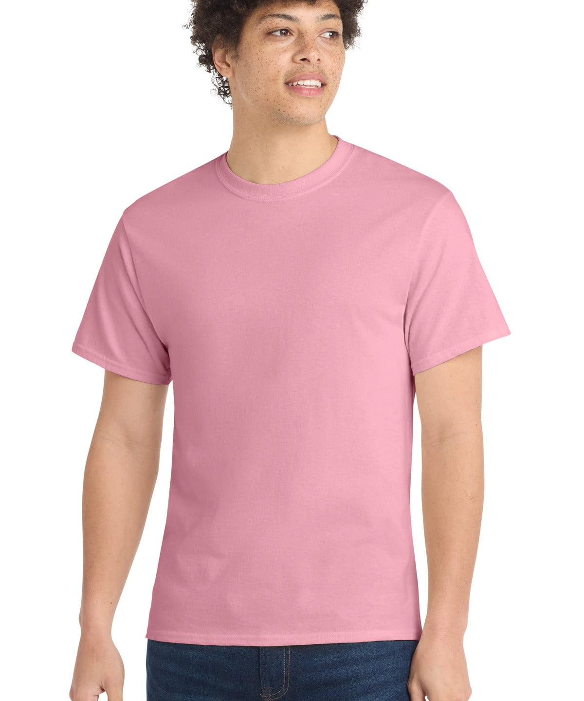 Ashwaubenon High School Football (Boys) - Candy Pink Port & Co Core Cotton Tee. PC54 (model)