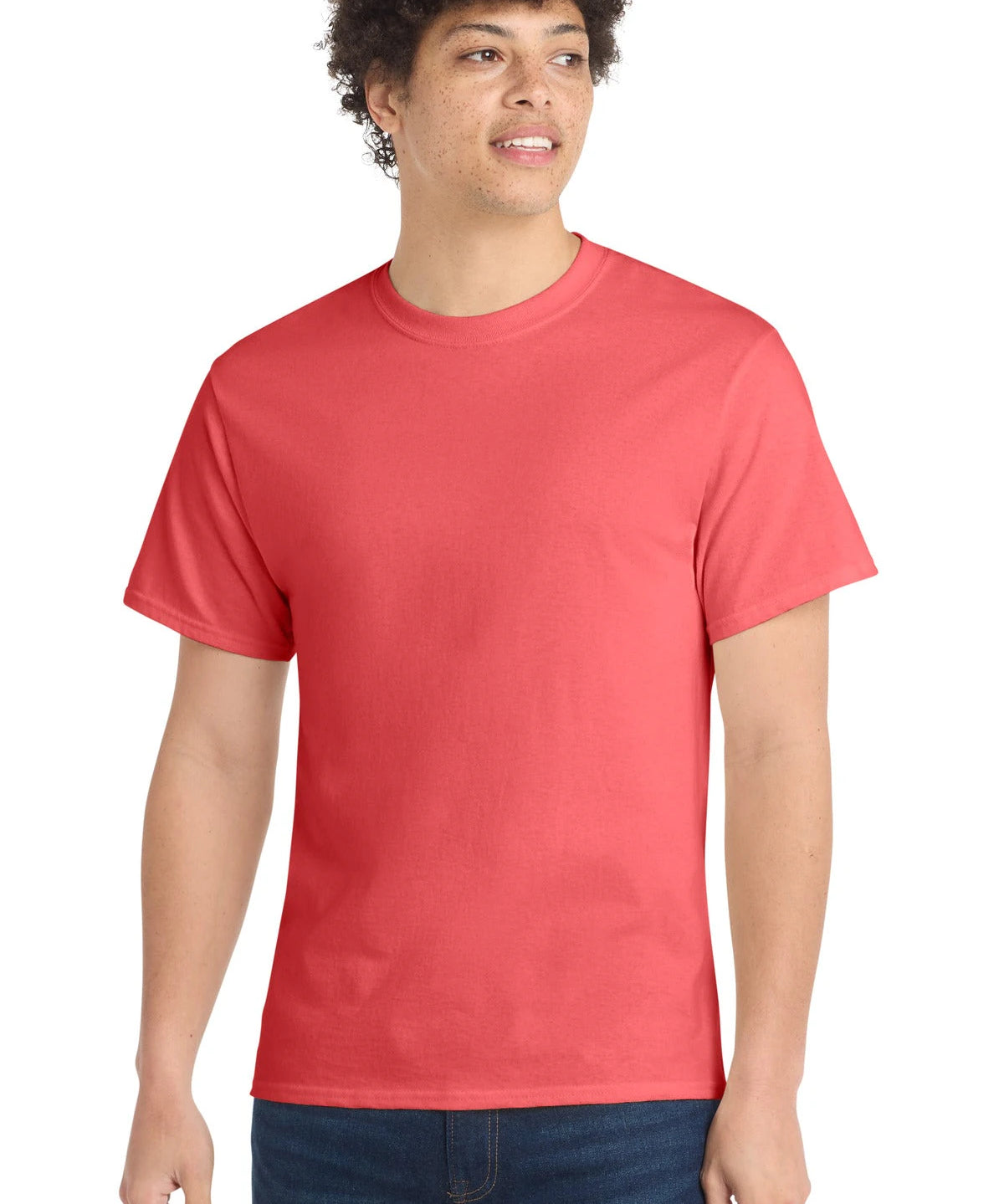 Ashwaubenon High School Football (Boys) - Coral Port & Co Core Cotton Tee. PC54 (model)