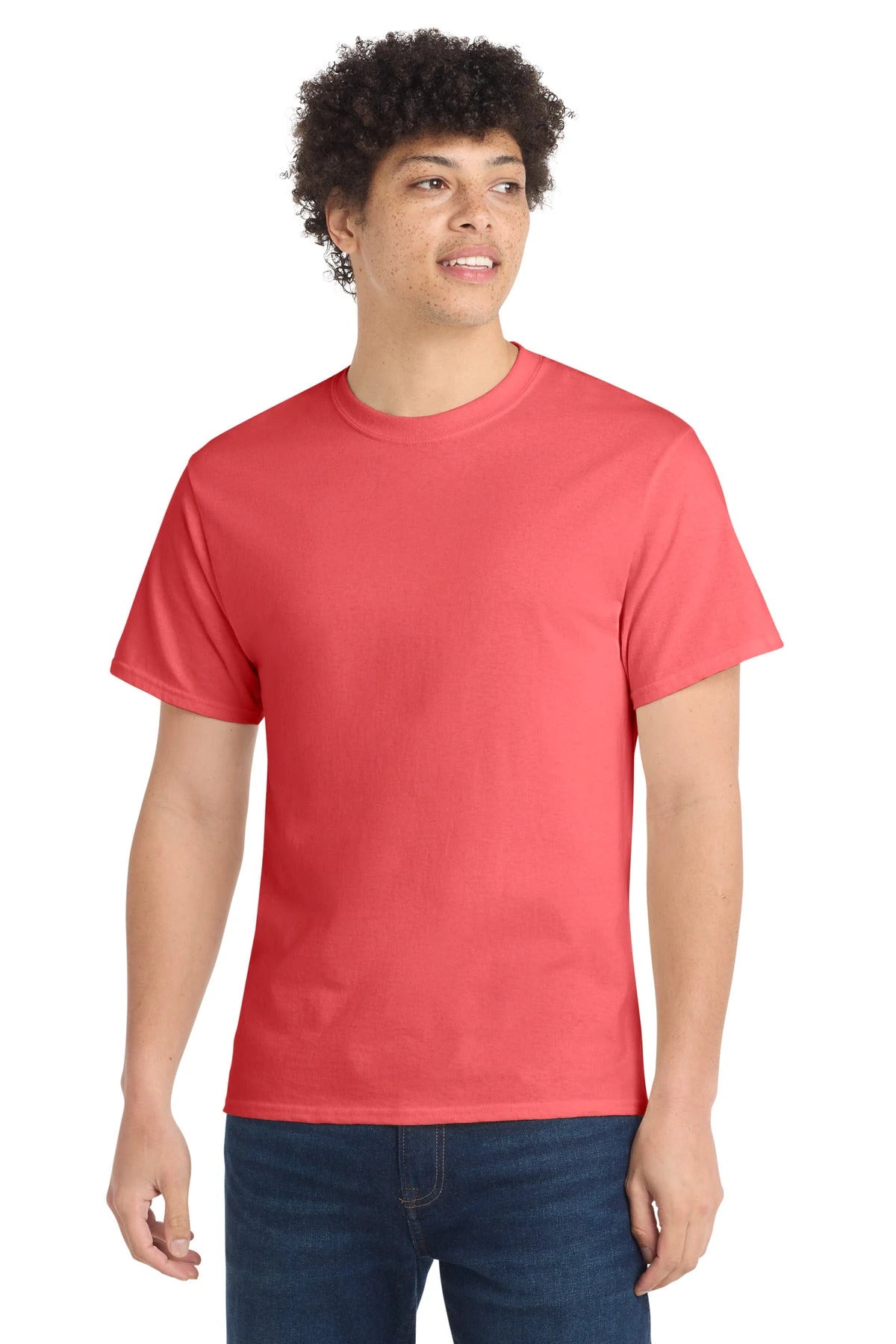 Ashwaubenon High School Football (Boys) - Coral Port & Co Core Cotton Tee. PC54 (model)