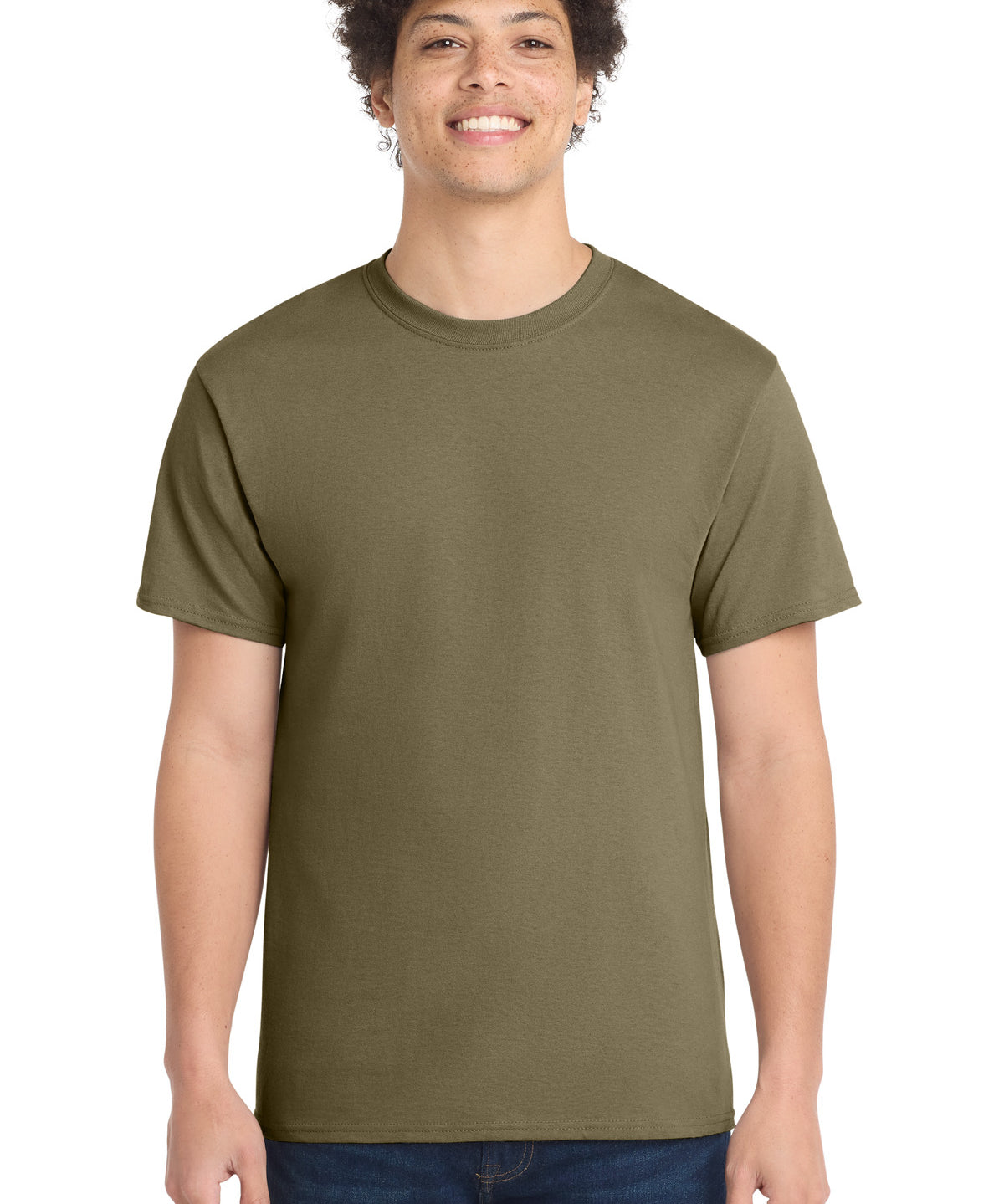 Ashwaubenon High School Football (Boys) - Coyote Brown Port & Co Core Cotton Tee. PC54 (model)