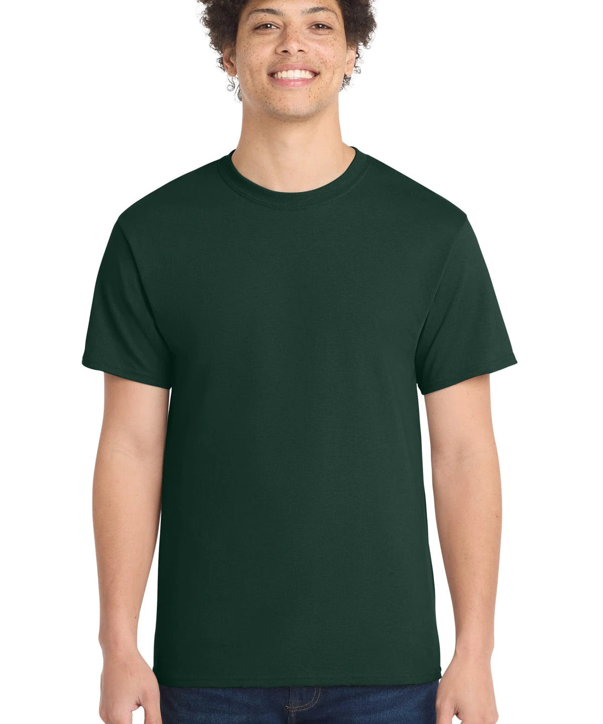 Ashwaubenon High School Football (Boys) - Dark Green Port & Co Core Cotton Tee. PC54 (model)