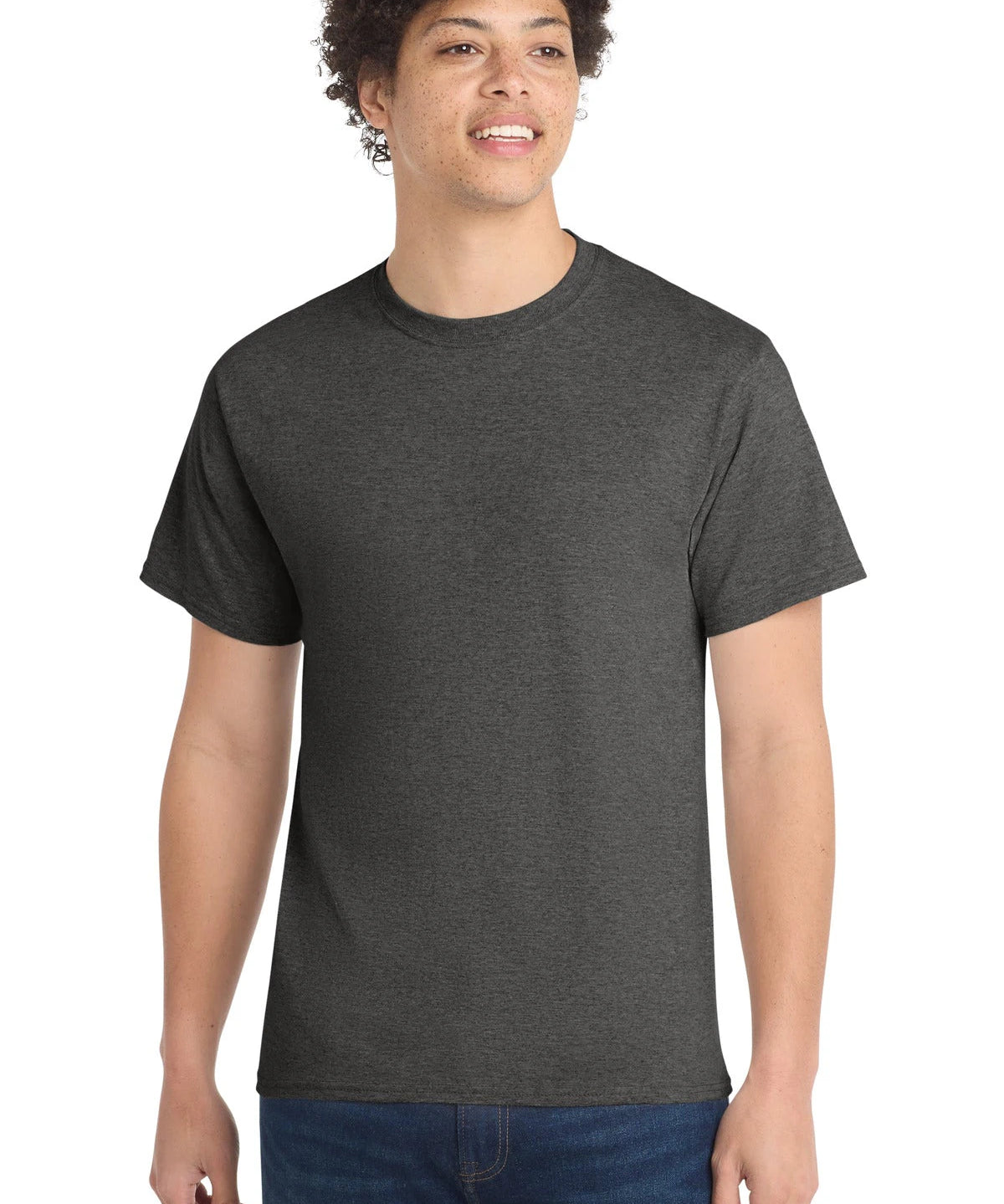 Ashwaubenon High School Football (Boys) - Dark Heather Grey Port & Co Core Cotton Tee. PC54 (model)