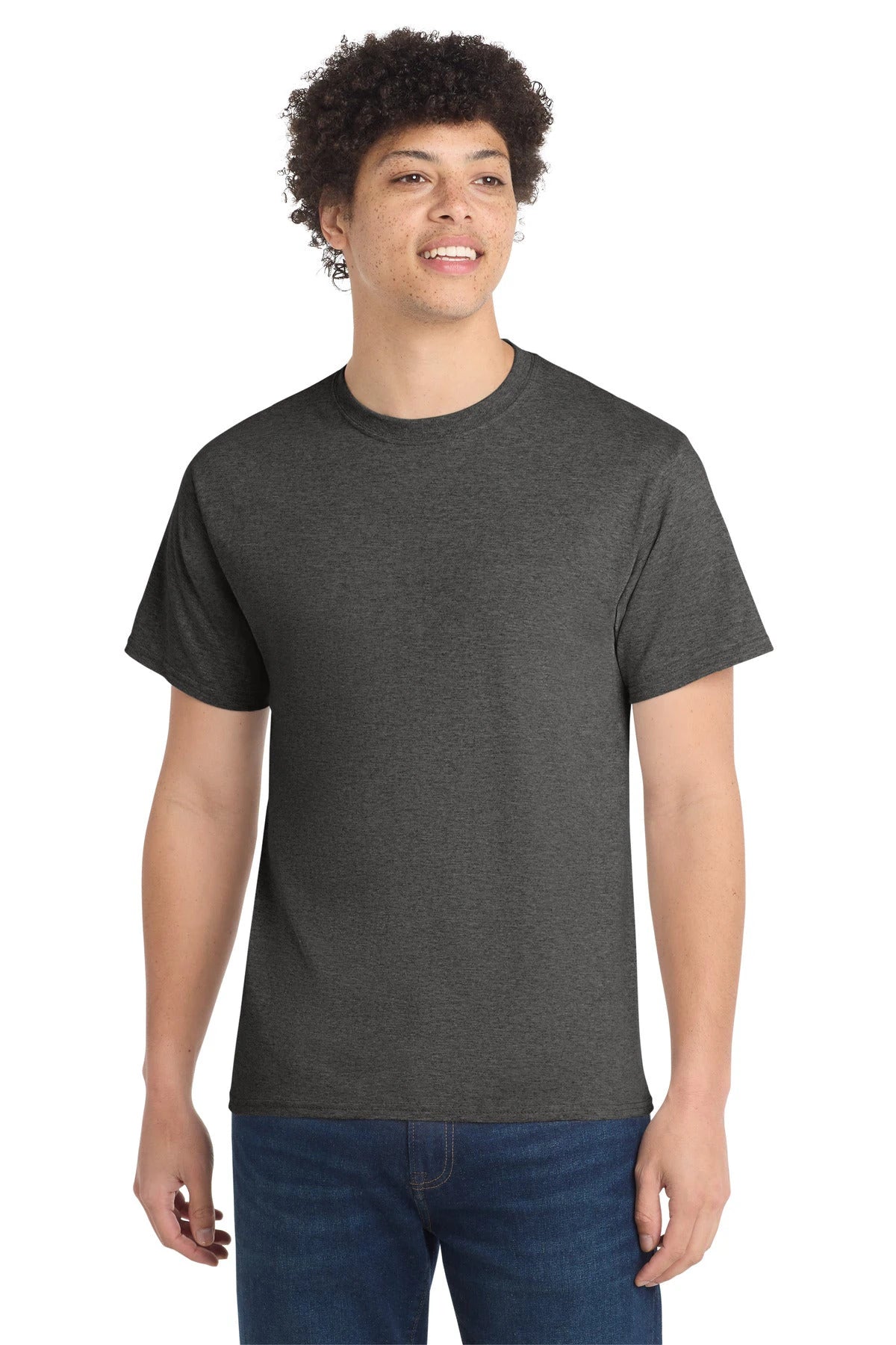 Ashwaubenon High School Football (Boys) - Dark Heather Grey Port & Co Core Cotton Tee. PC54 (model)