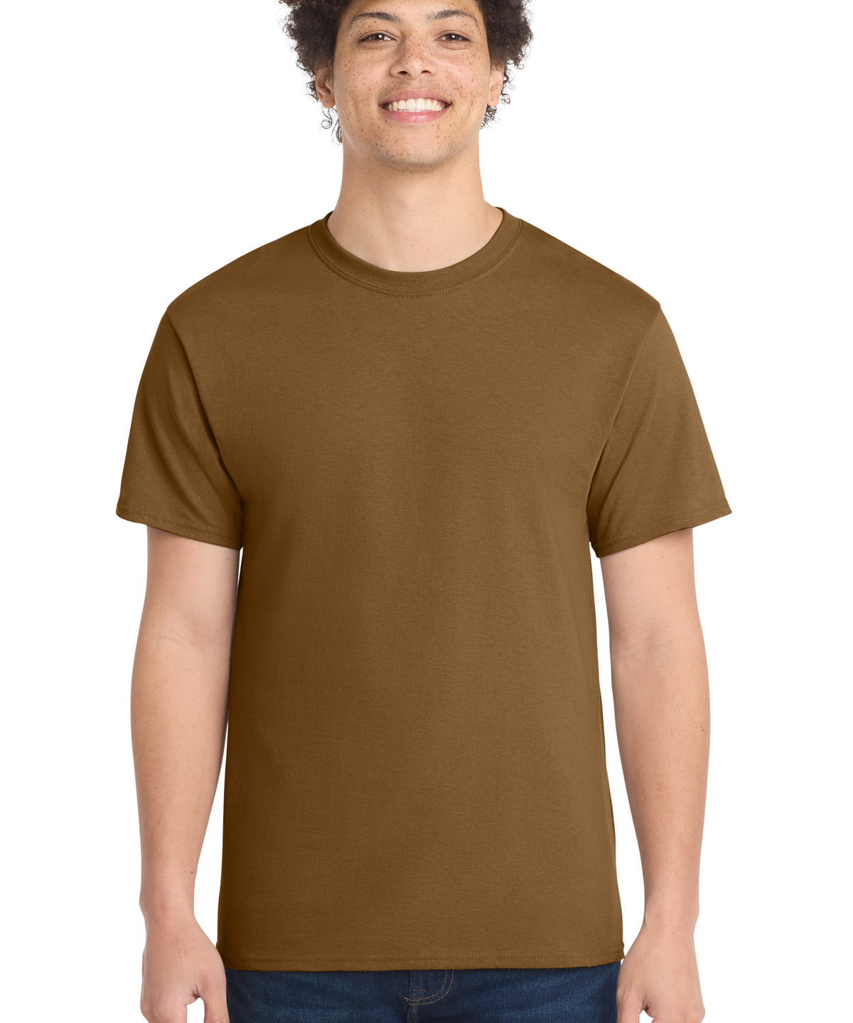Ashwaubenon High School Football (Boys) - Duck Brown Port & Co Core Cotton Tee. PC54 (model)