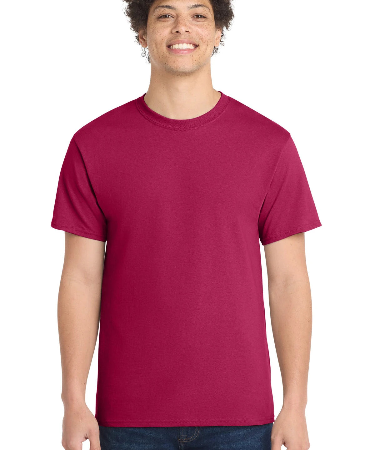 Ashwaubenon High School Football (Boys) - Flush Pink Port & Co Core Cotton Tee. PC54 (model)