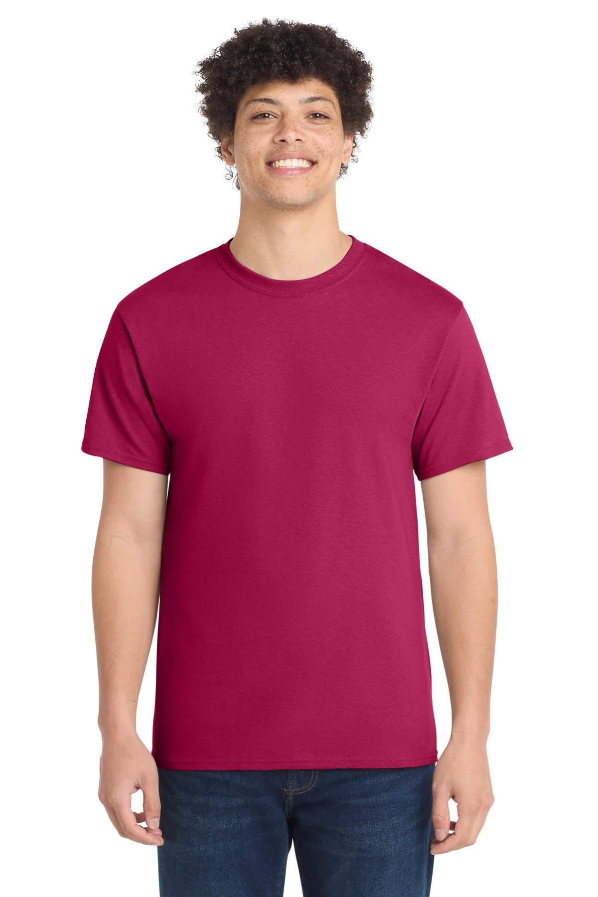 Ashwaubenon High School Football (Boys) - Flush Pink Port & Co Core Cotton Tee. PC54 (model)