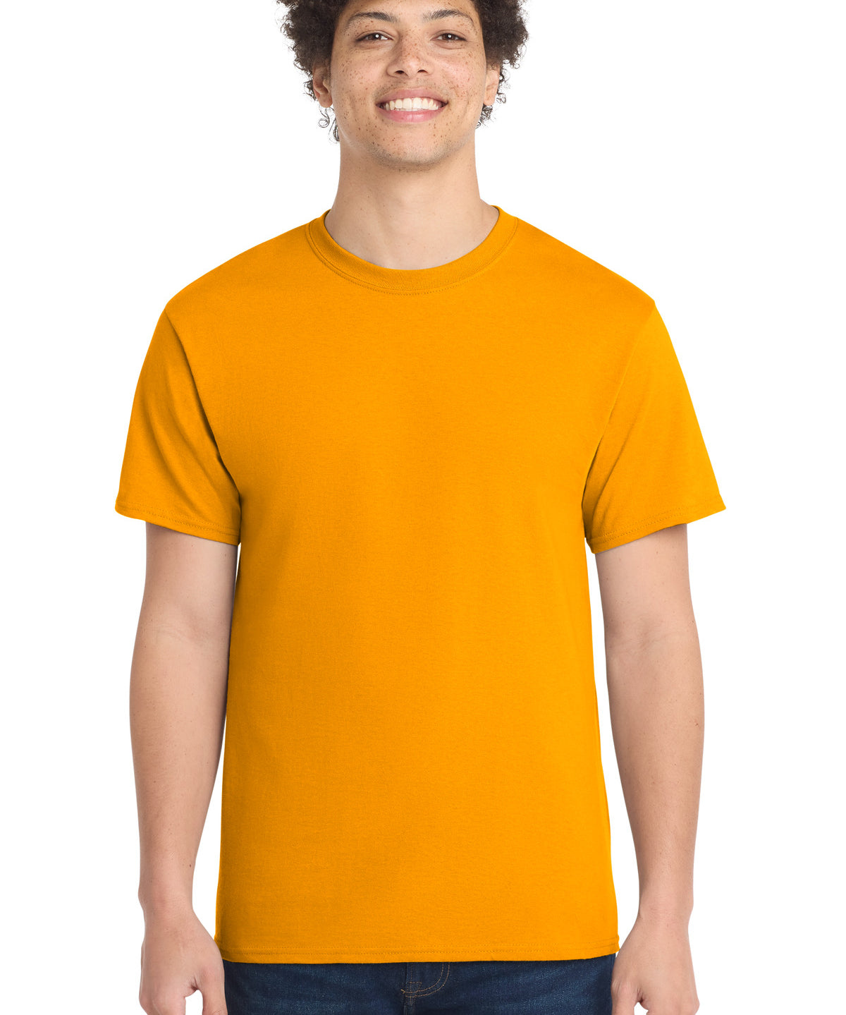 Ashwaubenon High School Football (Boys) - Gold Port & Co Core Cotton Tee. PC54 (model)