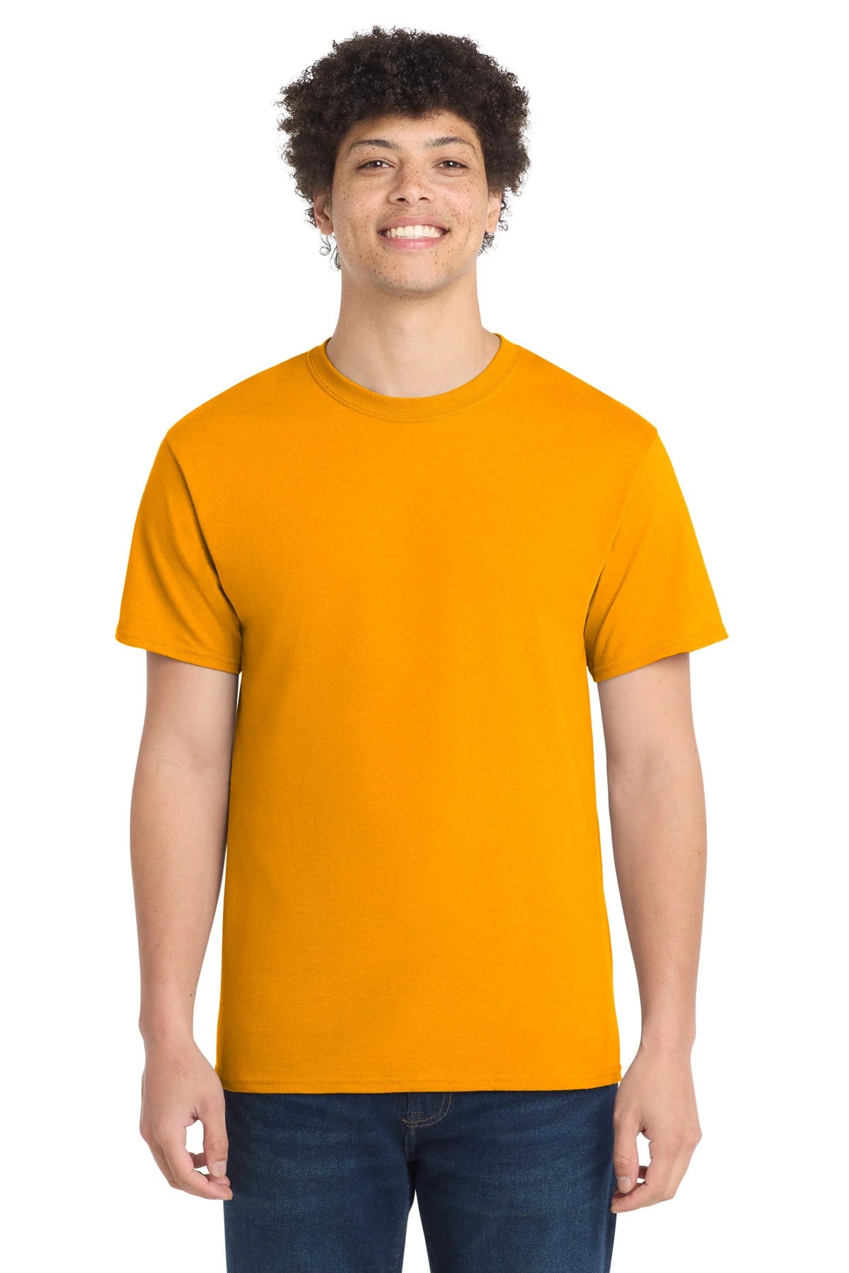 Ashwaubenon High School Football (Boys) - Gold Port & Co Core Cotton Tee. PC54 (model)