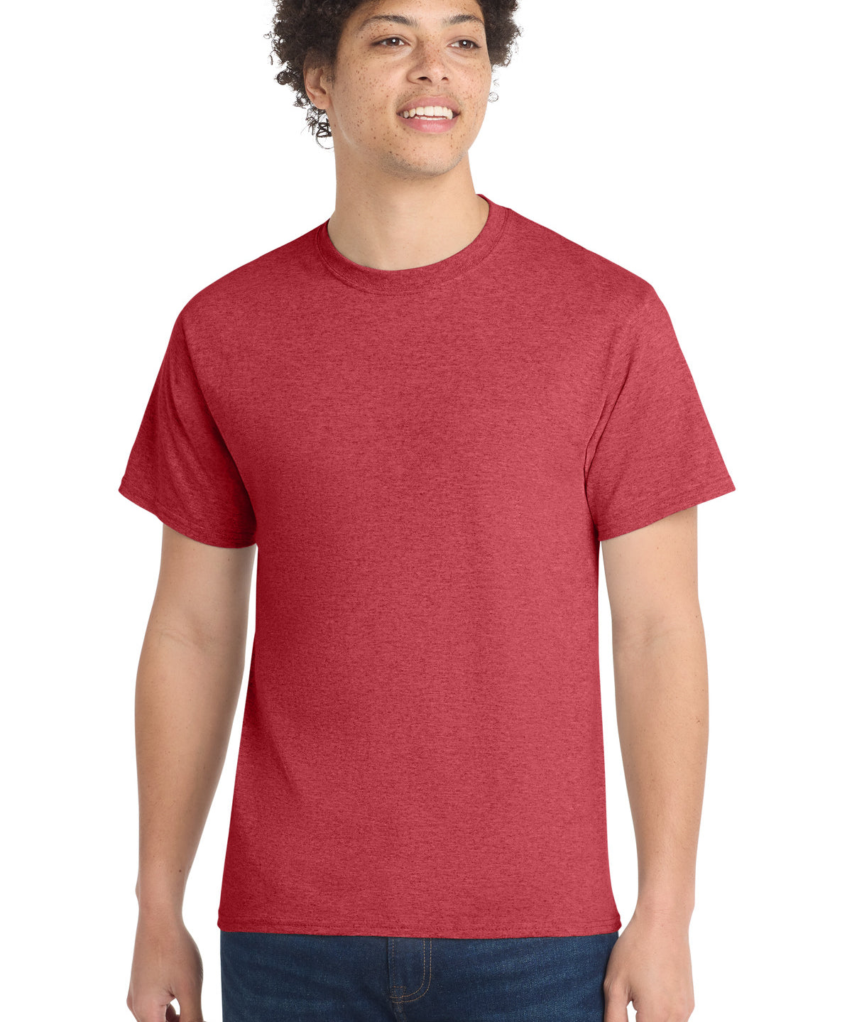 Ashwaubenon High School Football (Boys) - Heather Red Port & Co Core Cotton Tee. PC54 (model)