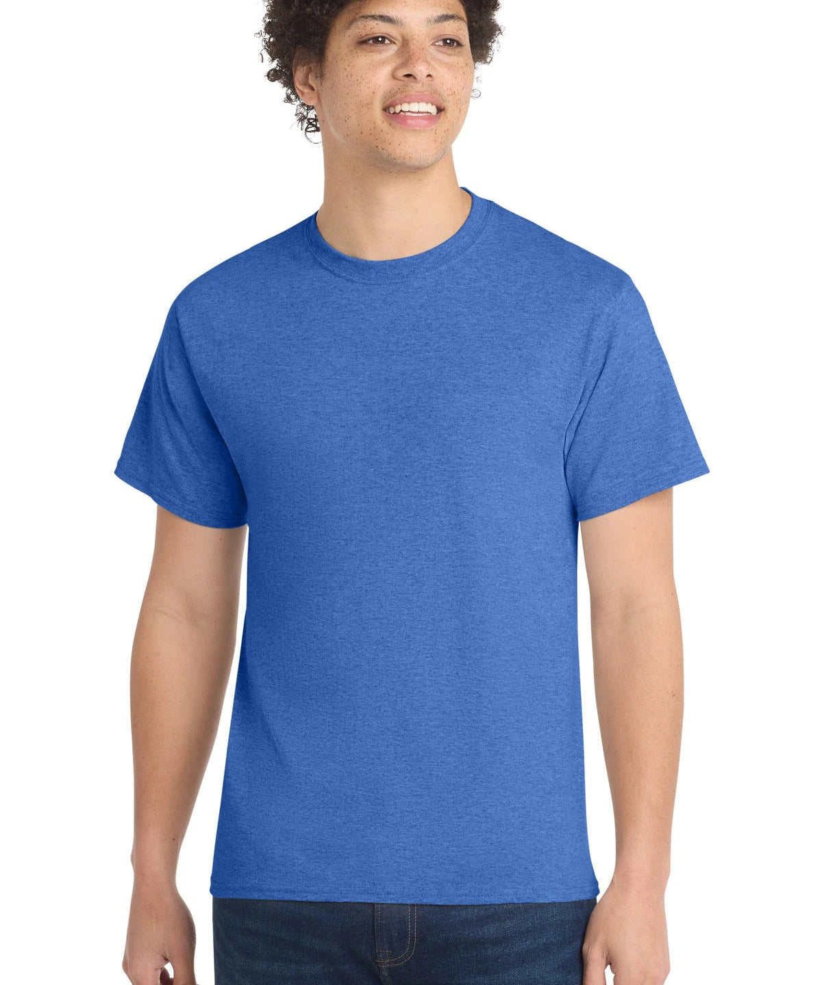 Ashwaubenon High School Football (Boys) - Heather Royal Port & Co Core Cotton Tee. PC54 (model)
