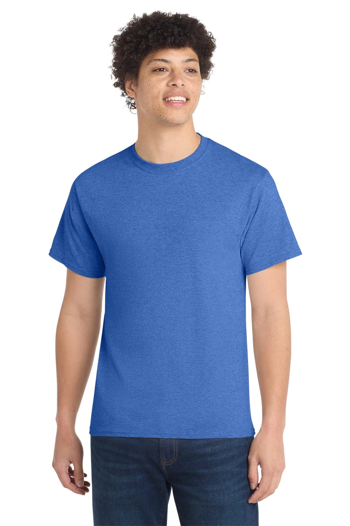Ashwaubenon High School Football (Boys) - Heather Royal Port & Co Core Cotton Tee. PC54 (model)