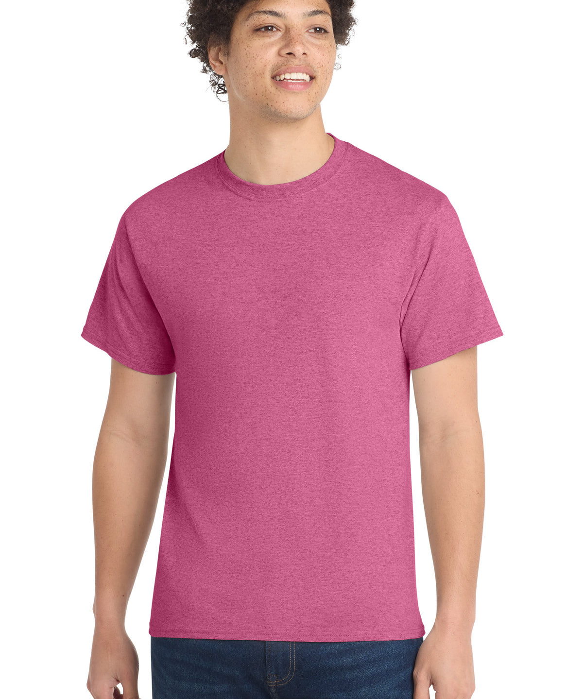 Ashwaubenon High School Football (Boys) - Heather Sangria Port & Co Core Cotton Tee. PC54 (model)