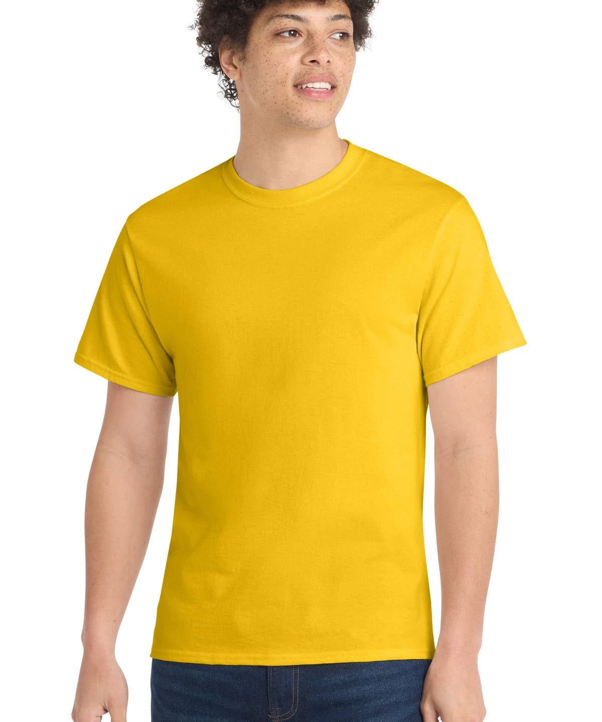 Ashwaubenon High School Football (Boys) - Lemon Yellow Port & Co Core Cotton Tee. PC54 (model)