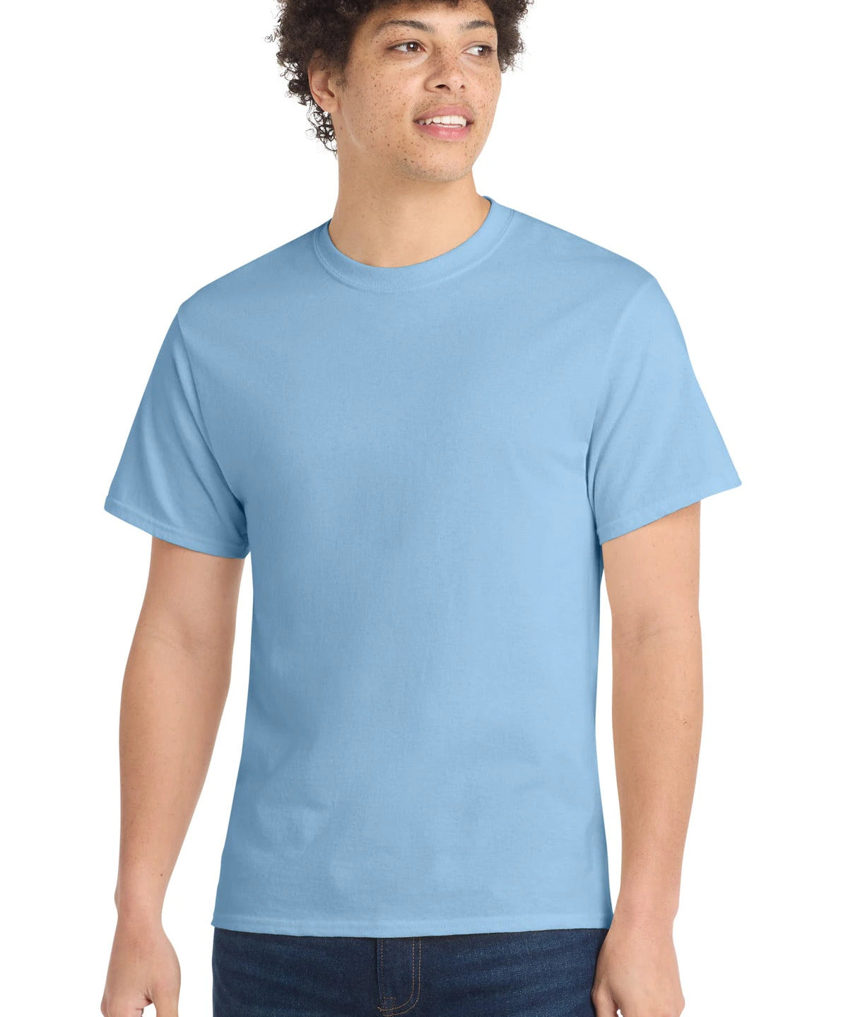 Ashwaubenon High School Football (Boys) - Light Blue Port & Co Core Cotton Tee. PC54 (model)