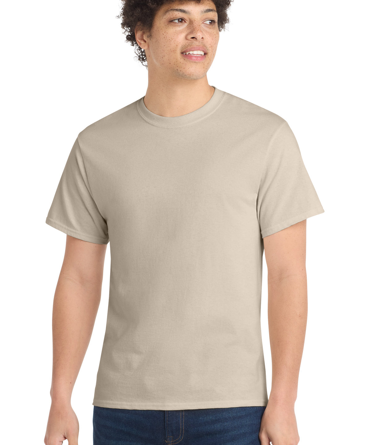 Ashwaubenon High School Football (Boys) - Light Sand Port & Co Core Cotton Tee. PC54 (model)