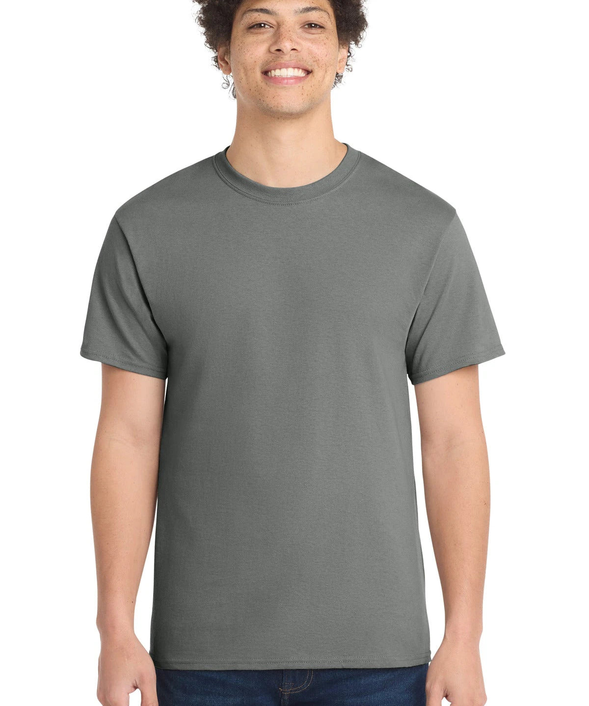 Ashwaubenon High School Football (Boys) - Medium Grey Port & Co Core Cotton Tee. PC54 (model)
