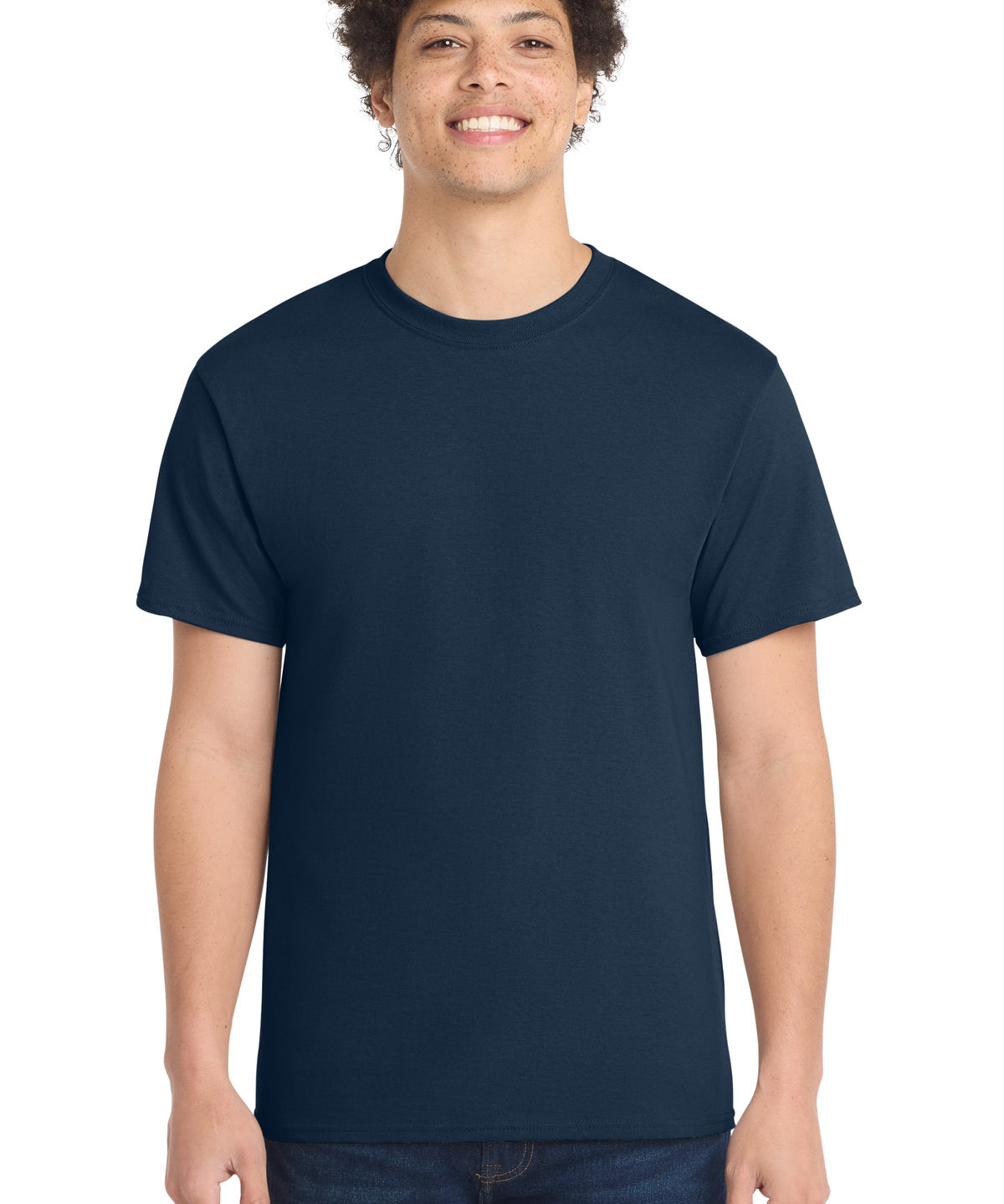 Ashwaubenon High School Football (Boys) - Navy Port & Co Core Cotton Tee. PC54 (model)