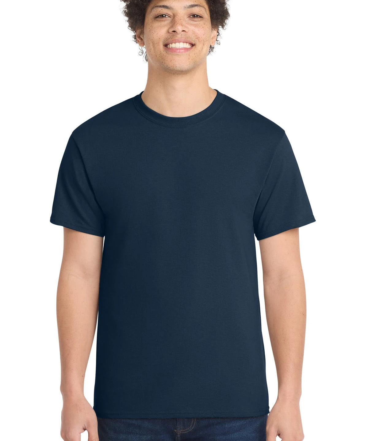 Ashwaubenon High School Football (Boys) - Navy Port & Co Core Cotton Tee. PC54 (model)